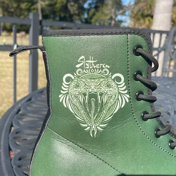 Green Slytherin Combat Boots - Picture 5 of 7